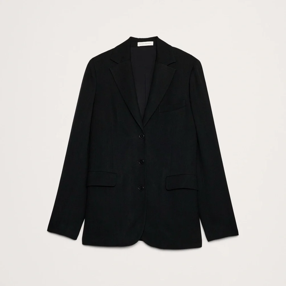 Banana Republic (BR) Boyfriend Drapey Twill Belted Blazer - Medium NWT - Picture 4 of 11
